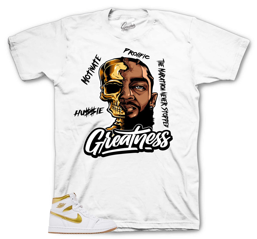 Retro 1 White Metallic Gold Greatness Nip Shirt