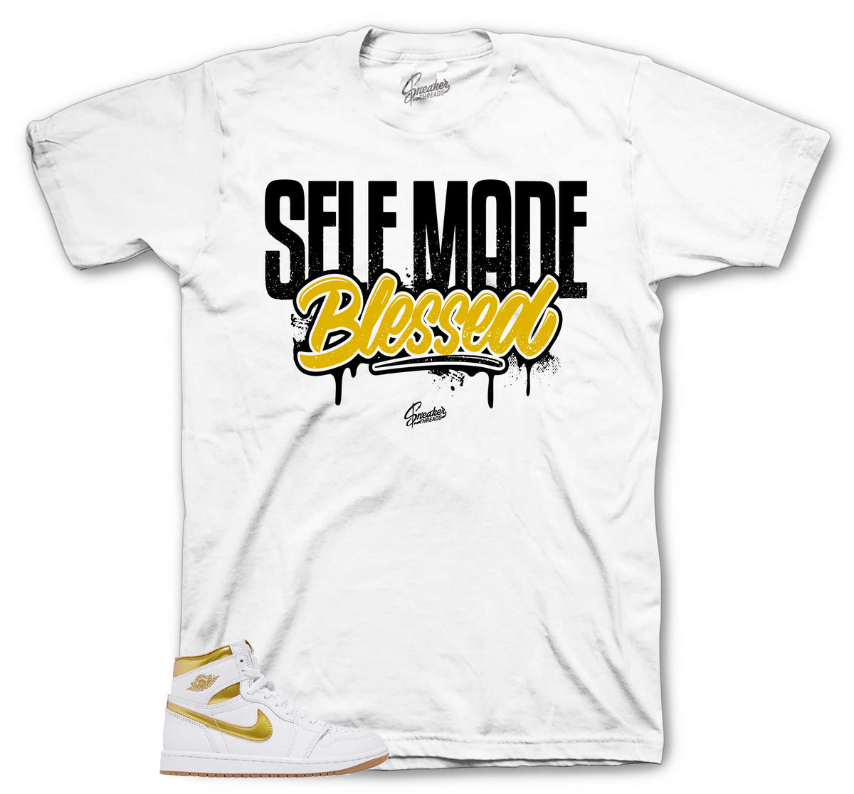 Retro 1 White Metallic Gold Self Made Shirt