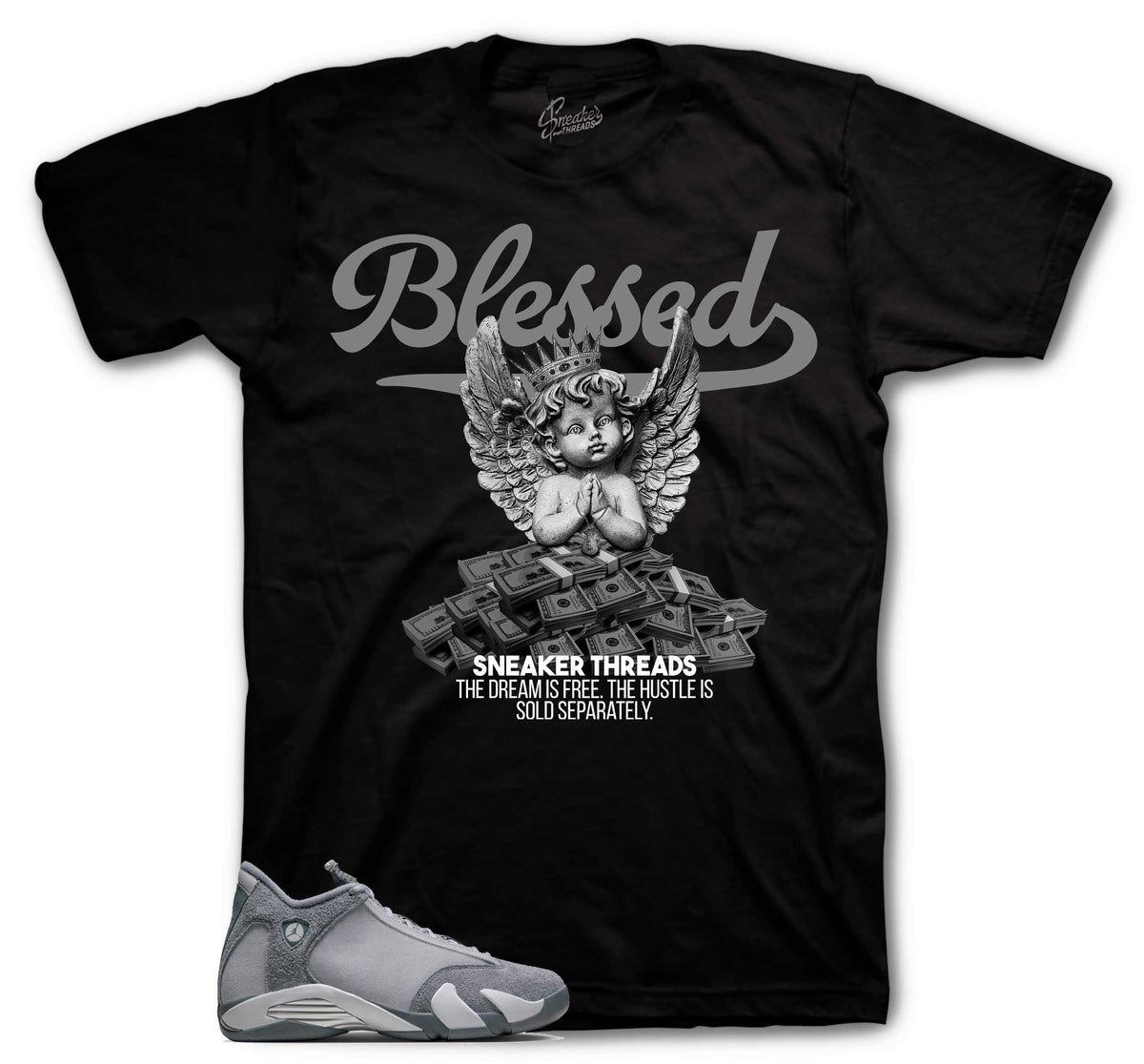 Retro 14 Flint Grey Blessed Angel Shirt
