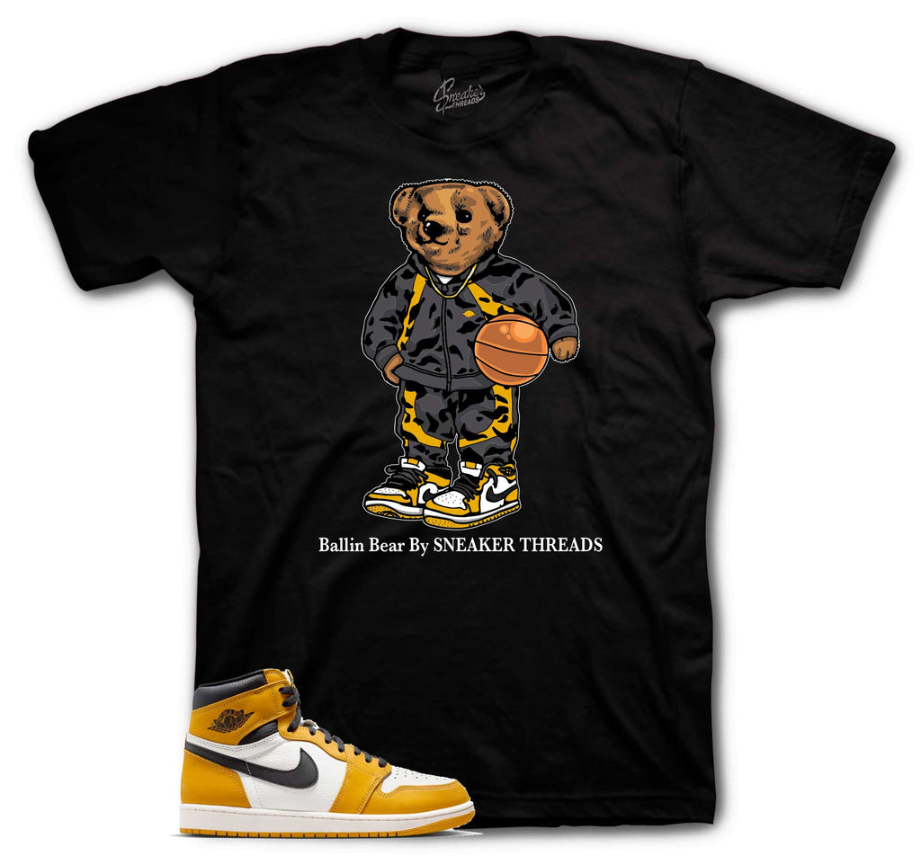 Retro 1 Yellow Ochre Ballin Bear Shirt