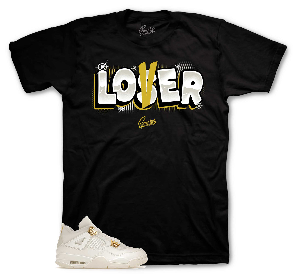 Retro 4 Metallic Gold Loser Lover Shirt