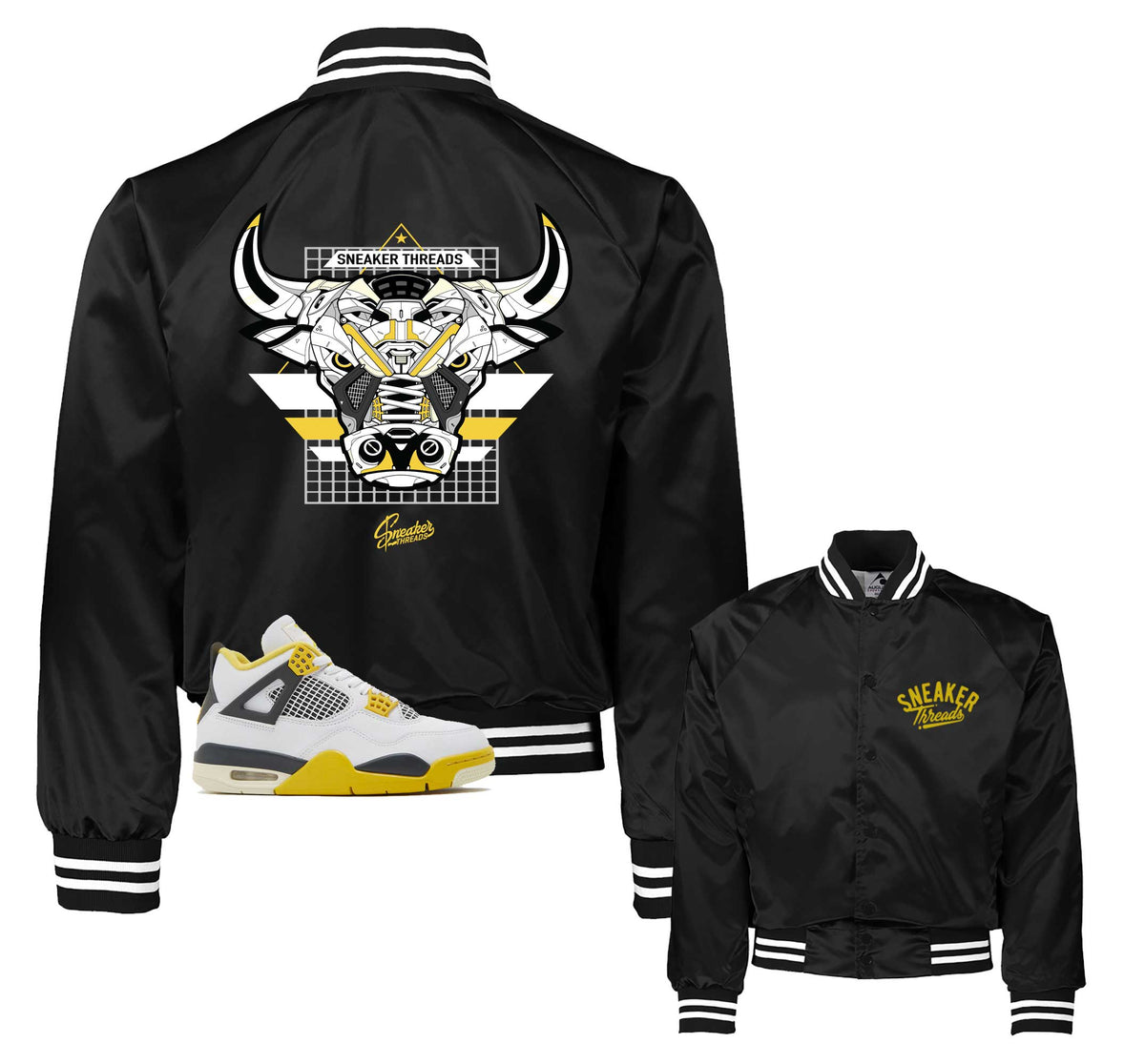 Retro 4 Vivid Sulfur War Bully Satin Jacket