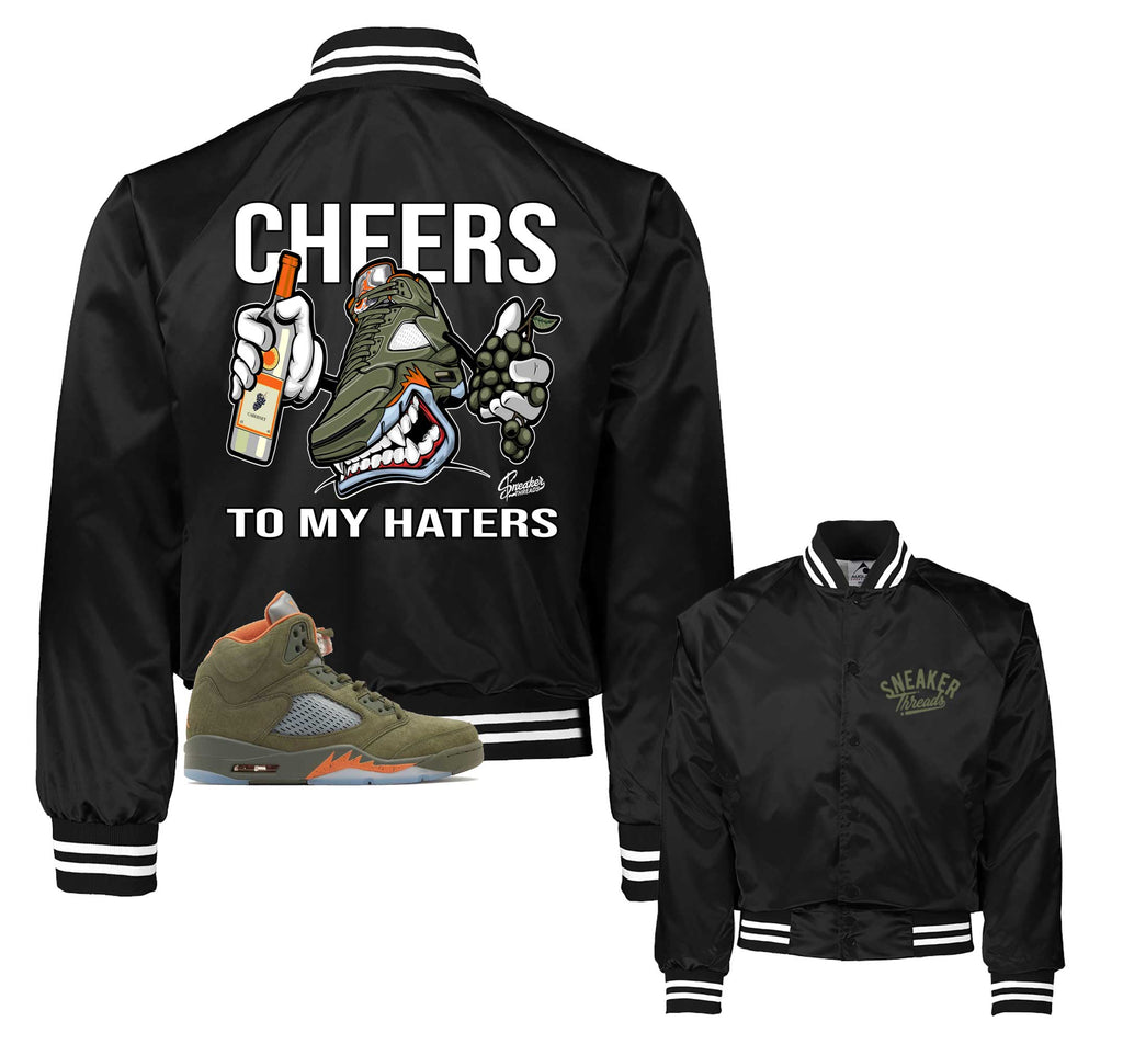 Retro 5 Olive Fly Kicks Satin Jacket