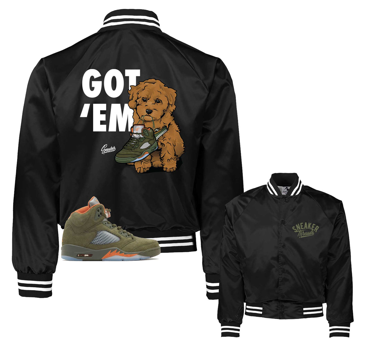 Retro 5 Olive Got Em Satin Jacket