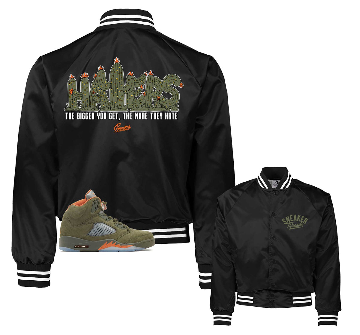 Retro 5 Olive Haters Satin Jacket