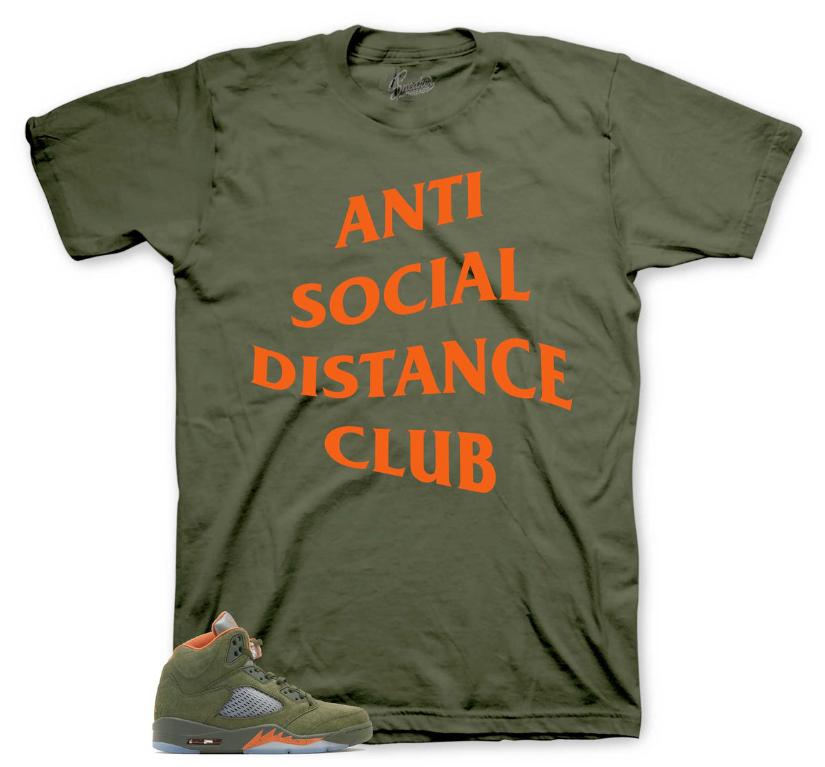 Retro 5 Olive Social Distance Shirt