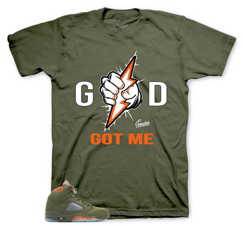 Retro 5 Olive God Got Me Shirt