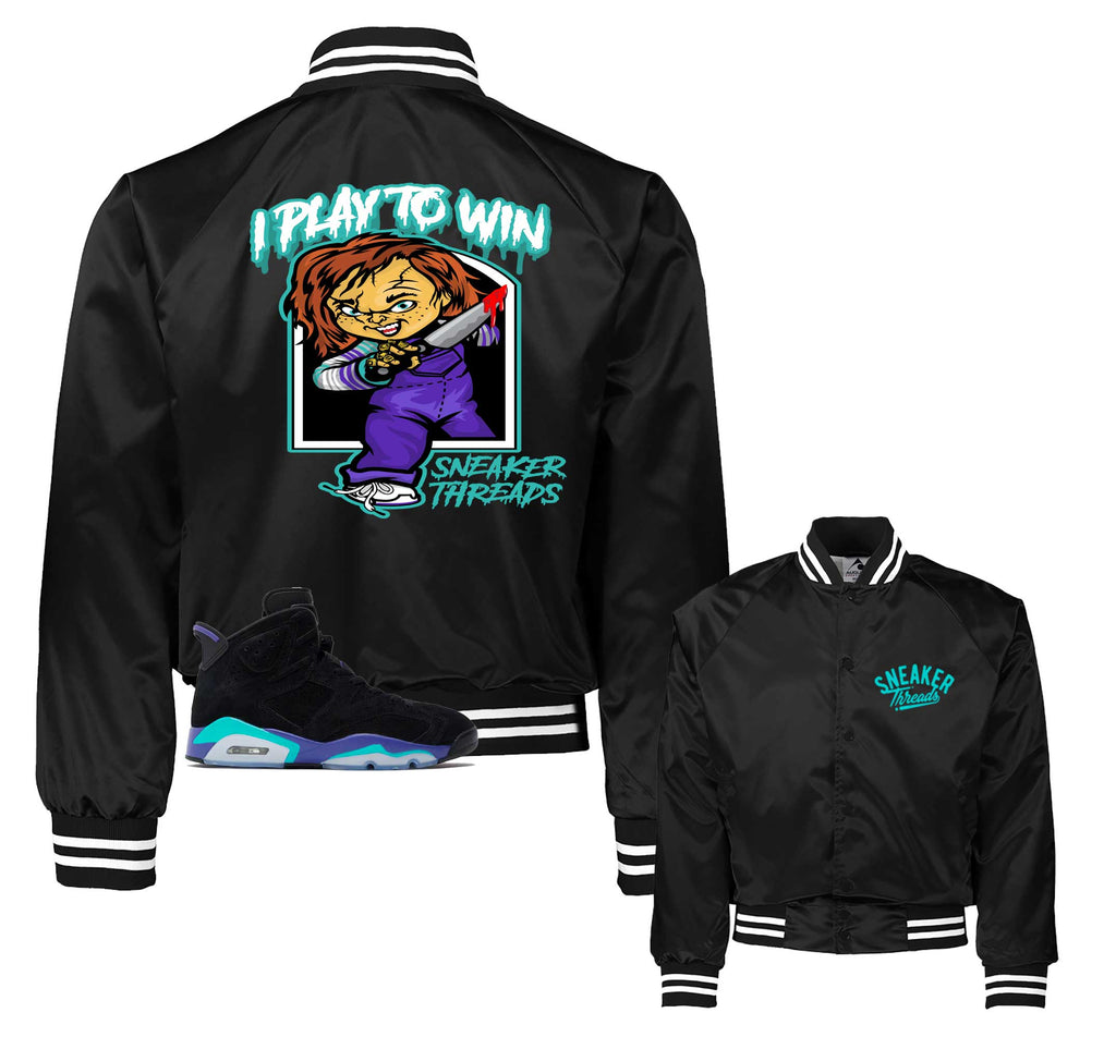 Retro 6 Aqua Play To Win Satin Jacket