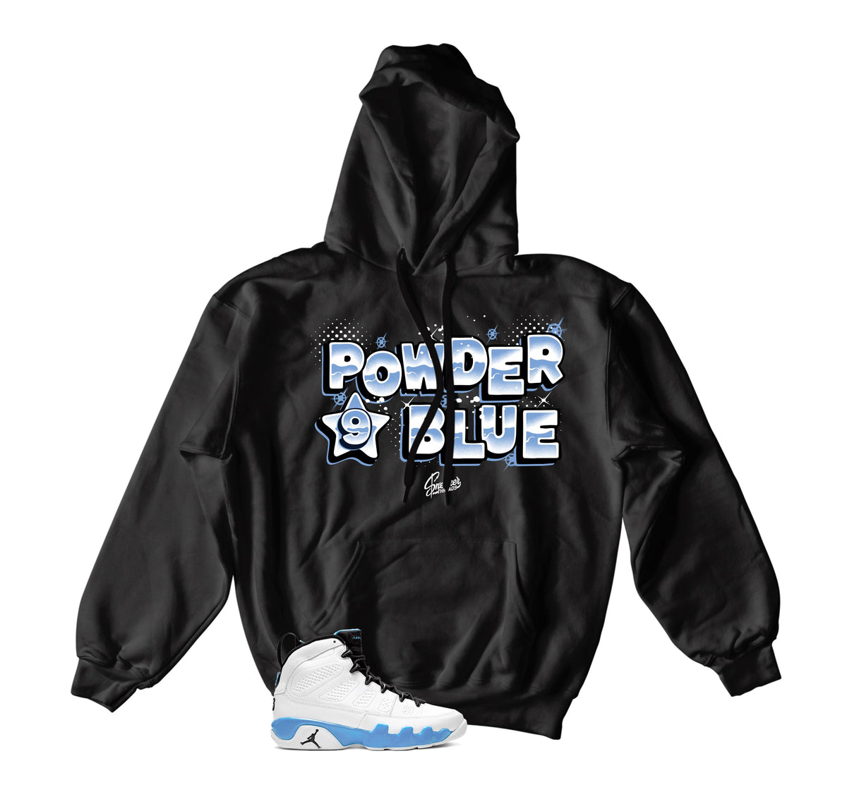 Retro 9 Powder Blue Airbrush Hoody