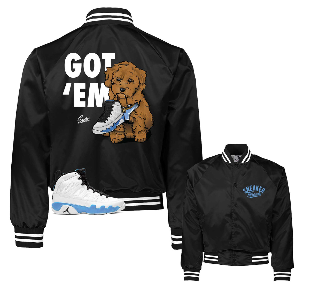 Retro 9 Powder Blue Got Em Satin Jacket