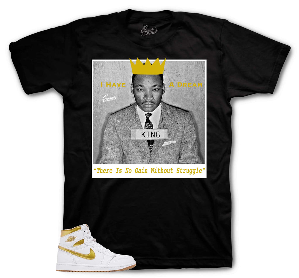 Retro 1 White Metallic Gold Freedom Shirt