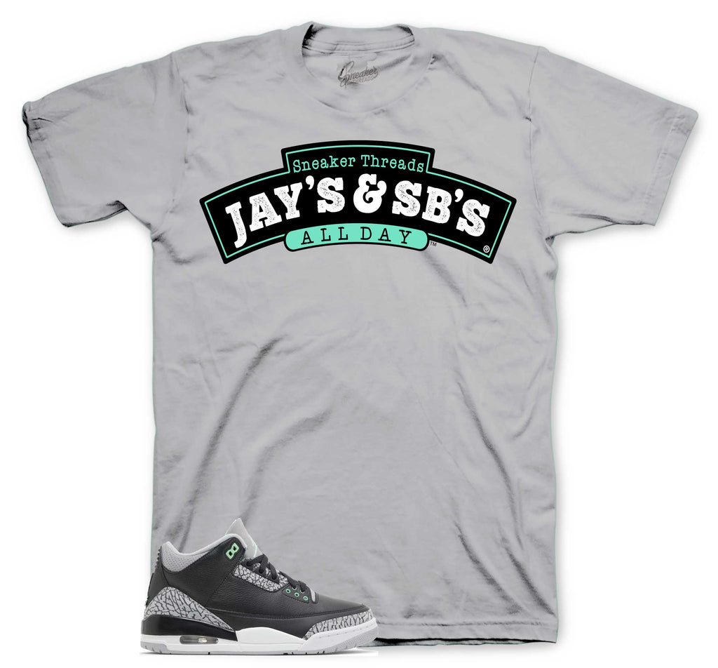 Retro 3 Green Glow Jays & Sbs Shirt