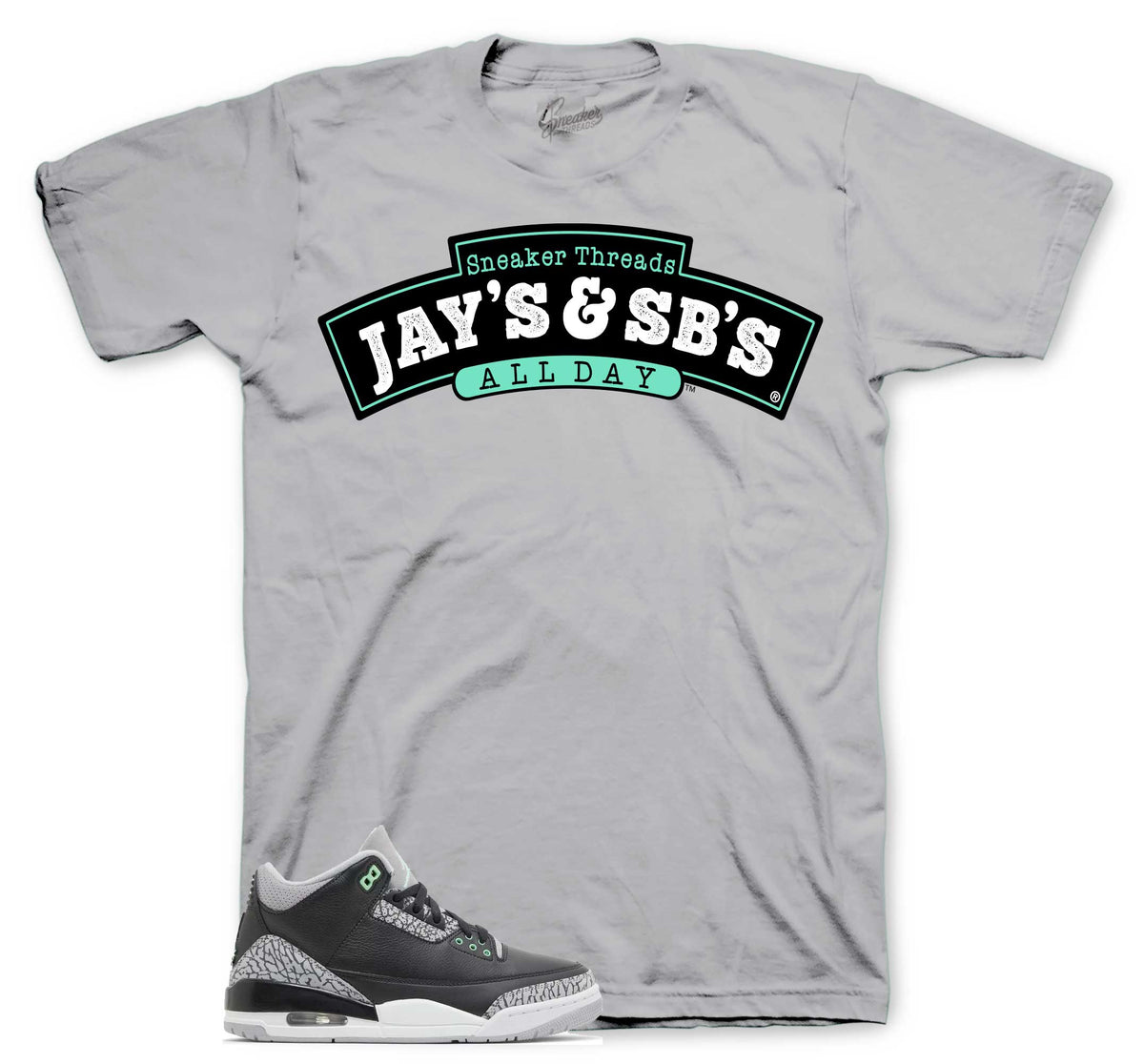 Retro 3 Green Glow Jays & Sbs Shirt