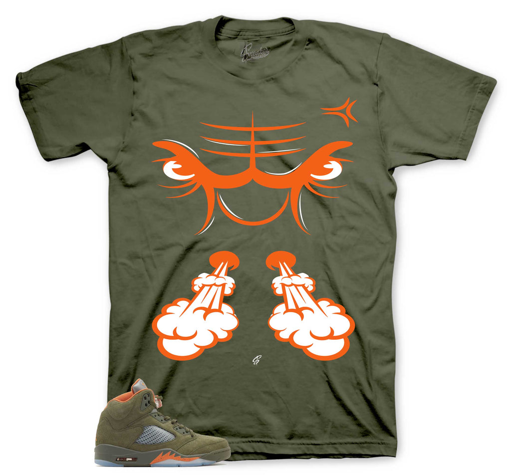Retro 5 Olive Raging Face Shirt