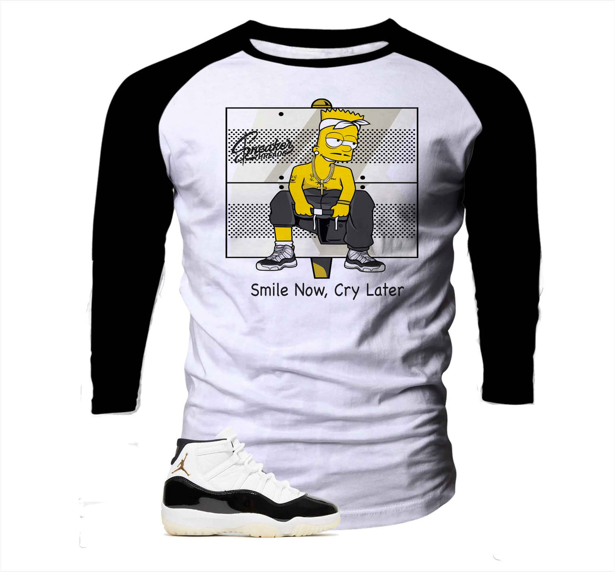 Retro 11 Gratitude DMP Smile Now Cry Later Raglan Shirt